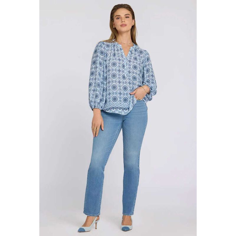 NYDJ Puff Sleeve Popover Blouse image number 3